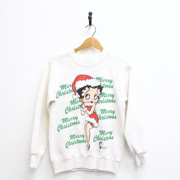 Vintage Betty Boop Merry Christmas Sweatshirt Small - Picture 1 of 5
